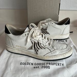 Golden Goose Sneakers Ball Star White Black Glitter Zebra 37 7